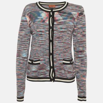 Missoni M Missoni Multicolor Striped Stretch Knit Cardigan