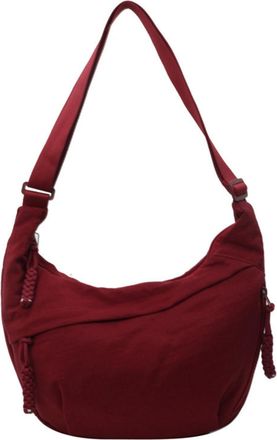 Generic Crossbody Bag, Womens Fashion Plain Color Nylon Hobo Bag Adjustable Strap Crescent Crossbody Bags (Burgundy,One Size)