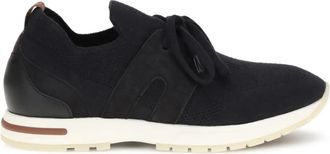 Loro Piana Sneakers met su&egrave;de vlak - Zwart