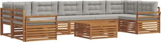 vidaXL Conjunto De Sof&aacute;s De Exterior 8 Uds. Gris Natural Y Claro Vidaxl