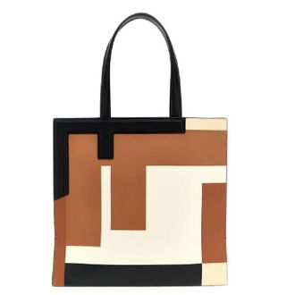 かごバッグ FENDI Origami leather and denim-effect FF jacquard mini-bag Fendi Leather And Denim-Effect Ff Jacquard Origami Mini Bags