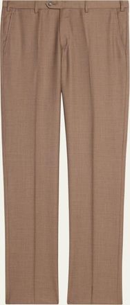 Giorgio Armani Mens Flat-Front Wool Trousers