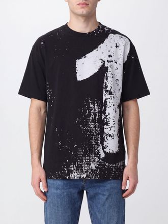 Maison Margiela T-shirt in cotone con stampa slogan e spalle cadute