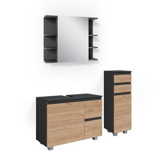 Vicco Conjunto De Muebles De Ba&ntilde;o J-shape, Gris, 3 Piezas