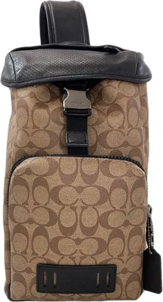 Coach Black Brown Signature Line Sling Bag (Pre-Owned)