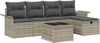 vidaXL Garden Sofa Set 6 pcs Light grey 251 x 117 x 85 cm Poly rattan Vidaxl