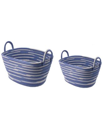 A&B Home Discontinued A&B Home Set Of 2 Oval Woven Baskets With Handles