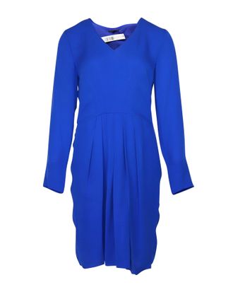 Theory Jaya V-Neck Dress in Blue Silk