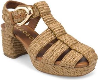 Aerosoles Soave Block Heel Sandal in Tan Basket Raffia at Nordstrom, Size 9.5