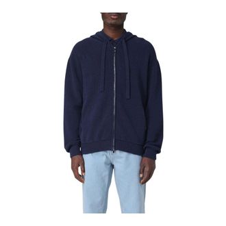 Roberto Collina Relaxed Fit Knit Zip Up Hoodie with Drawstring