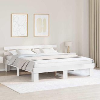 vidaXL Estructura De Cama Blanco 200 X 200 Cm Madera Maciza De Pino Vidaxl