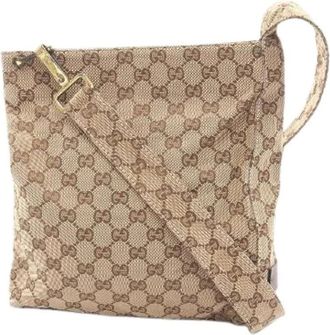 Gucci Pre-owned Cross Body Bags, female, Beige, Size: ONE SIZE Pre-owned GG Canvas Shoulder Bag