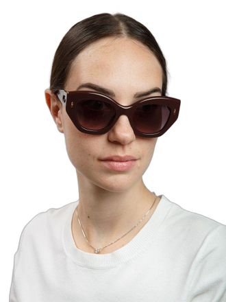 Furla SFU985 Cat-Eye Gradient Lens Acetate Sunglasses - Brown