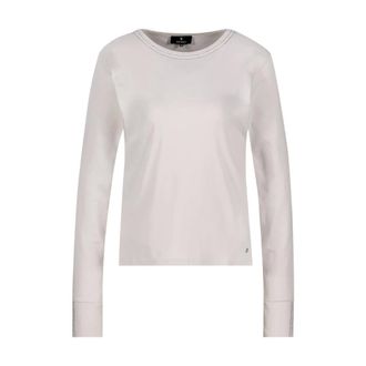 Monari Shirt met lange mouwen en strass-details - Dames - Tops - Beige - Maat: XL Katoen