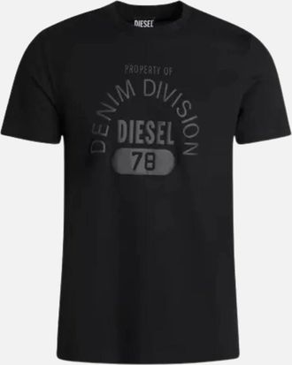 Diesel Mens Diesel Property Of Denim Division Logo Black T-Shirt - Size: 38