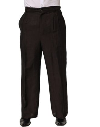 Dolce & Gabbana Linen-Viscose Blend Trousers - Brown