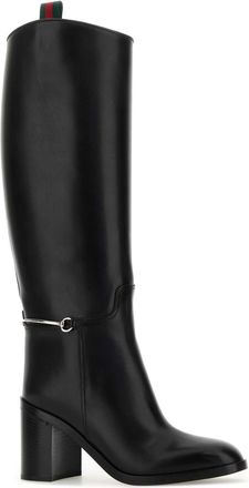 Gucci Womens Leather Knee-High Boot Black