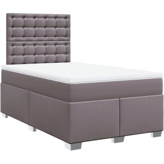 vidaXL Vidaxl - Cama Box Spring Con Colch&oacute;n Cuero Sint&eacute;tico Gris 120x190 Cm