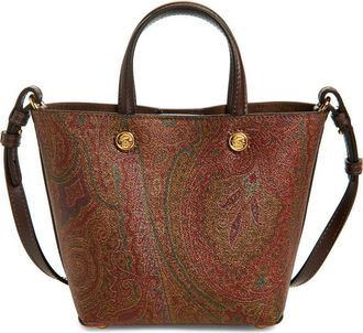 Etro Extra Small Arnica Coated Canvas Crossbody Tote in Brown at Nordstrom