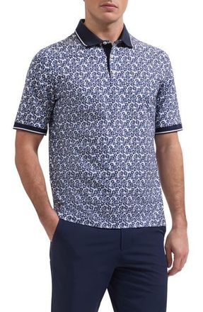 Bugatchi Vance OoohCotton Tropical Floral Polo in Navy at Nordstrom, Size Xxx-Large