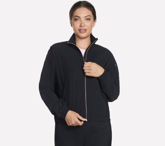 Skechers Trainingsjacke SKECHERS, Damen, Gr. XXL (50/52), schwarz (bold schwarz), Obermaterial: 75% Nylon, 25% Elasthan, Jacken Trainingsjacke