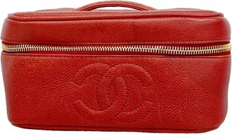 Chanel Red Color Grained Calfskin Vanity Bag (Pre-Owned)