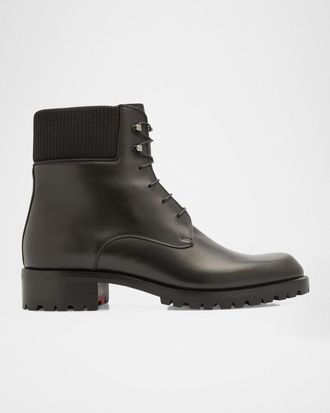 Christian Louboutin Men & apos;s Trapman Red Sole Leather Combat Boots