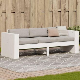 vidaXL Divano Giardino 3 Posti Bianco 189x60x62 cm Legno Massello Pino Vidaxl