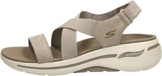 Skechers GO Walk Arch Fit Sandaal - Dames - Sleehakken - Beige - 42 EU - Schoenen