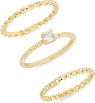 Nordstrom Rack 3-Pack Assorted Rings in Clear- Gold at Nordstrom Rack, Size 7