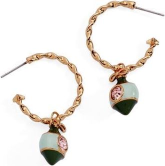 Alex and Ani Crystal Bow & Ornament Twisted Hoop Earrings in Gold at Nordstrom