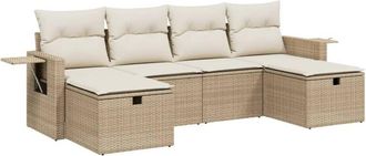 vidaXL Juego De Sof&aacute;s Jard&iacute;n Con Cojines 6 Pzas Rat&aacute;n Sint&eacute;tico Beige Vidaxl