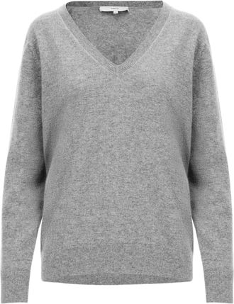 Vince Pure Cashmere V-neck Sweater with Ribbed Cuffs