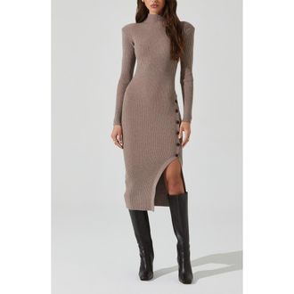 ASTR the Label Soryn Long Sleeve Sweater Dress in Taupe at Nordstrom Rack, Size X-Small