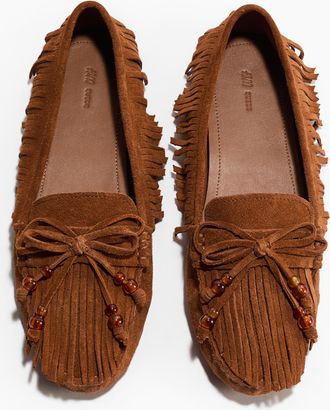 H&M Loafer aus Leder - Beige