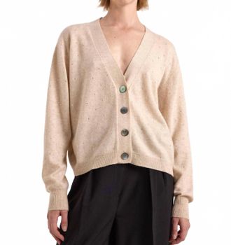 Brodie Sparkle Cashmere Cardigan In Cygnet