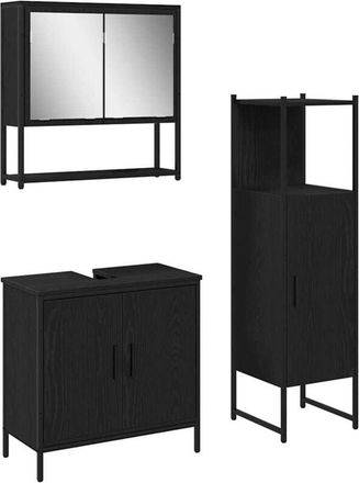 vidaXL Juego de muebles de baño 3 pcs Negro 33 x 33 x 102.5 cm Vidaxl