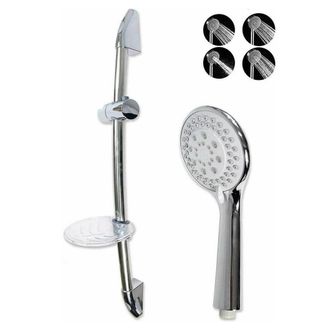 Trade Shop Trade Shop - Saliscendi Soffione 10cm Multigetto Regolabile Portasapone 70cm Flessibile 69137