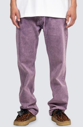 Pleasures Acid Wash Straight Leg Jeans in Purple at Nordstrom, Size 38