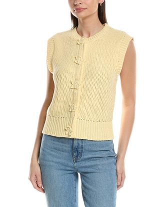 Ellen Tracy Crochet Flower Sleeveless Sweater