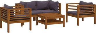 vidaXL Muebles De Jard&iacute;n 5 Pzas Cojines Madera Maciza De Acacia Vidaxl