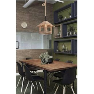 Trade Shop Trade Shop Traesio - Trade Shop - Lampadario In Corda Canapa Stile Vintage Retro Lampada Country Attacco E27 A56