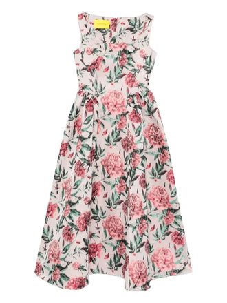 Marques Almeida floral midi dress - women - Polyester/Acrylic/Wool - 10 - Neutrals