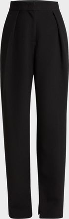 Jil Sander Pleated Straight-Leg Trousers with Split Seams