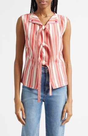 Stine Goya Stripe Organic Cotton Vest in Scarlet Trot at Nordstrom, Size X-Small