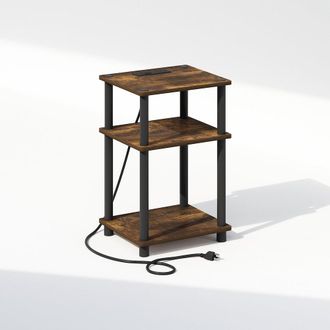 Furinno Just 3-Tier Turn-N-Tube Open Storage Nighstand, Bedside Table