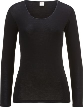 Isa Langarmshirt ISA BODYWEAR Shirt langarm, Damen, Gr. XL, schwarz, Obermaterial: 70% Wolle WO. 30% Seide silk., Shirts Langarmshirt