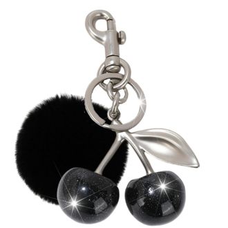 Generic Cute Purse Keychain,Black Cherry Keychain Cute Bag Charm Women Leather Keyring Car Keys