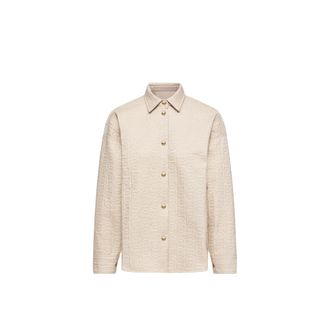 Moncler Moncler Chain Quilted Padded Shirt Jacket, Women, Beige, Size: 38