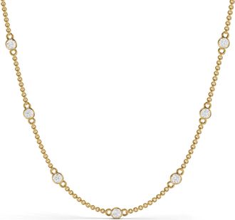 Diamond2Deal 14K Gold Round Cut Lab Grown Diamond Station Necklace 18 2 Ct
